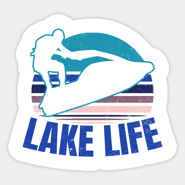 Jet Ski T Shirt | Retro Sunset Lake Life Gift Sticker by Gawkclothing